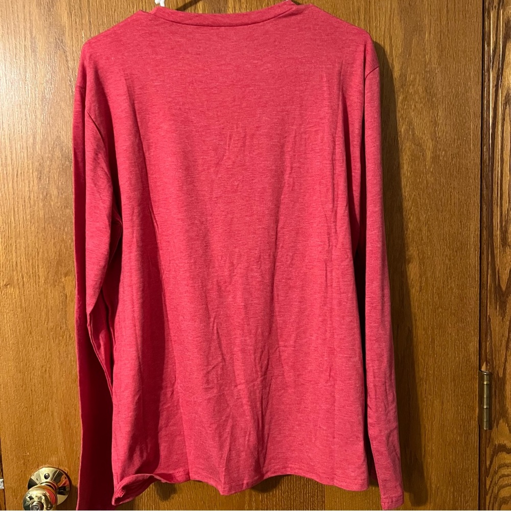 Merry Christmas long sleeve T shirt large red NWOT large - Picture 4 of 6